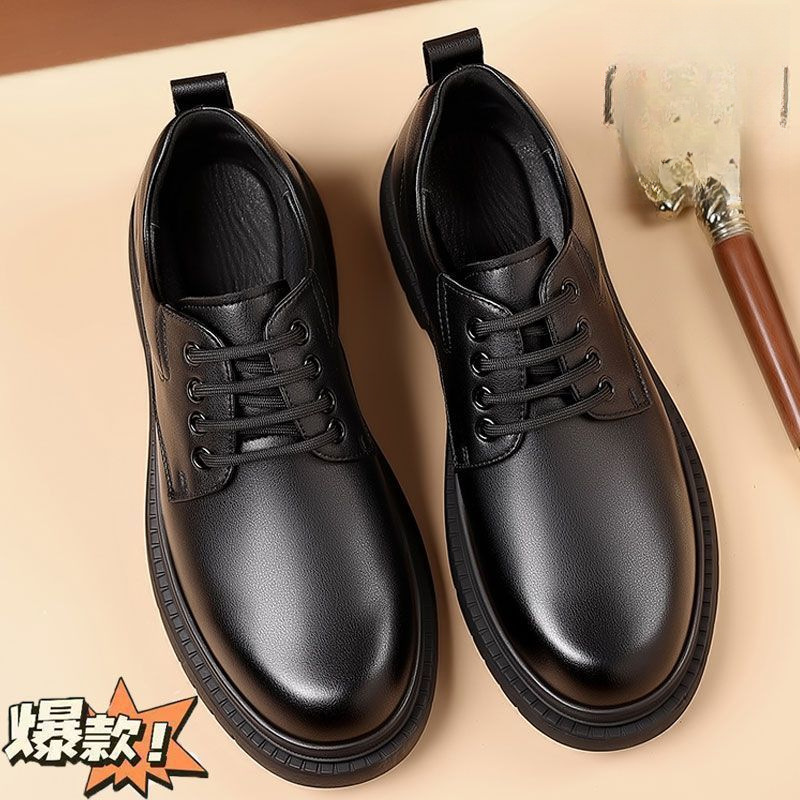 皮鞋男鞋软底内增高新款真皮透气潮流英伦风高档休