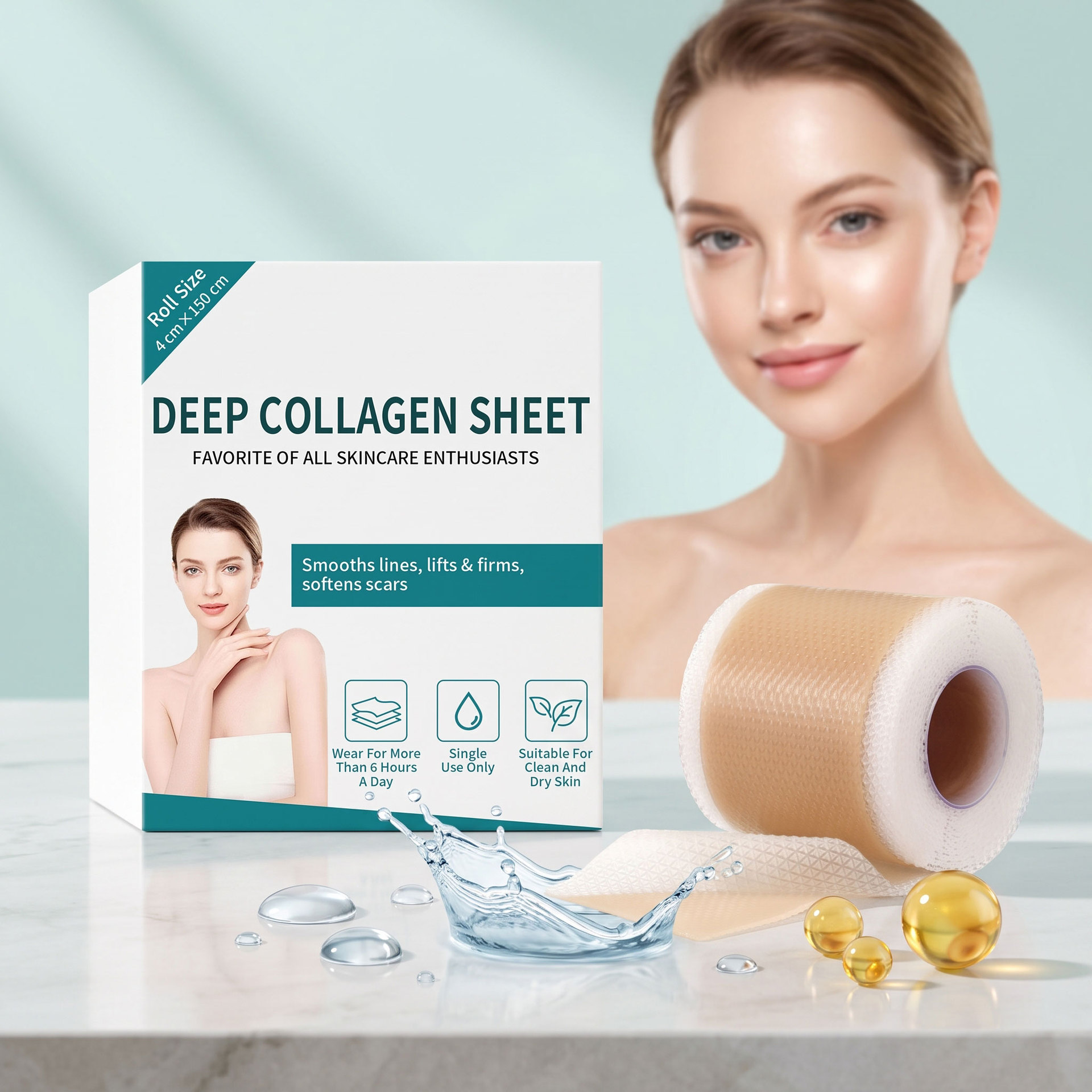 Collagen Care Patches with Gentle Ingredients That Soften and Adhere to the Skin, Providing a Smooth and Comfortable Skin Care Experience