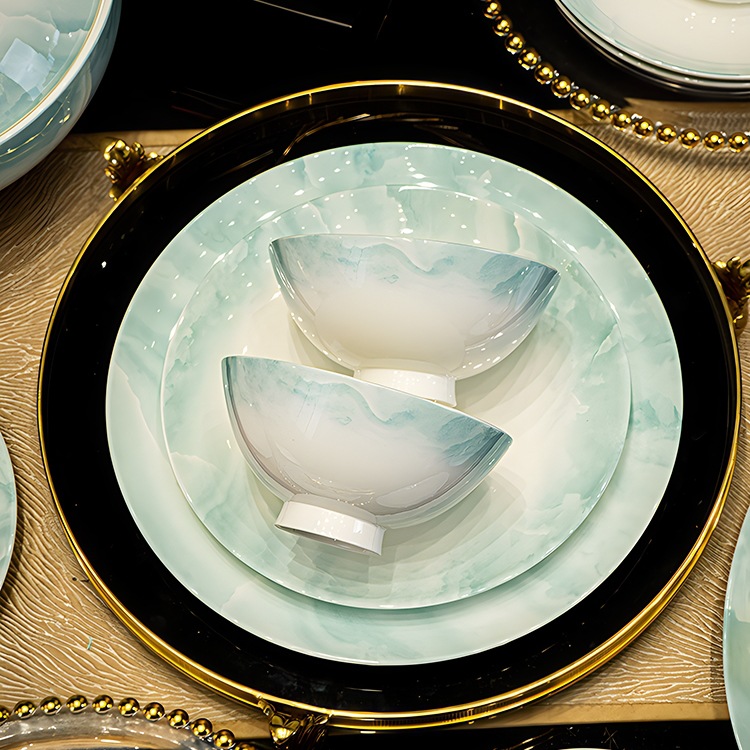 Wholesale |   Bowl Household New Jingdezhen Bone China Tableware Set Bowl and Dish Set Household Chinese Style Joe