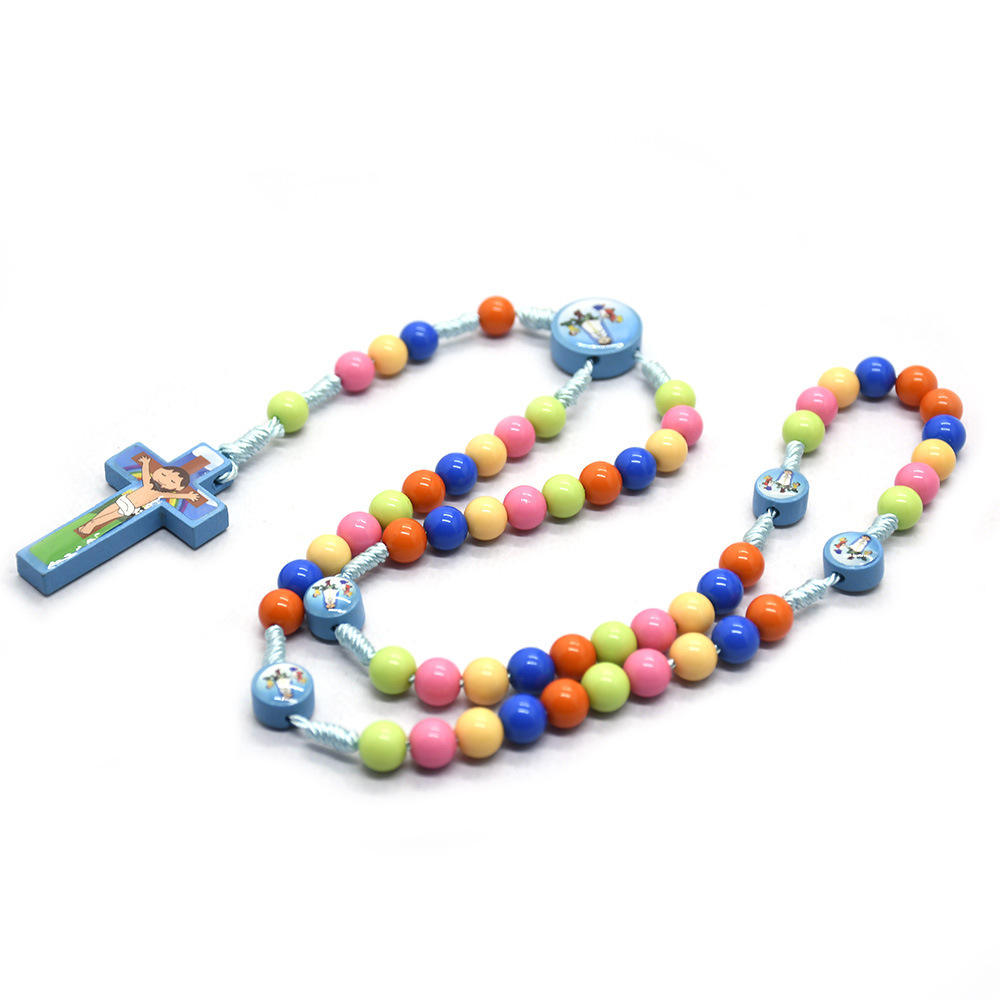 Fashion Cross Plastic Beaded Children Unisex Necklace