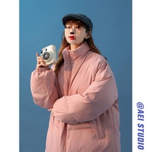 奶系工裝棉服女冬季2022年新款韓版寬松溫柔粉色棉衣風爆款外套
