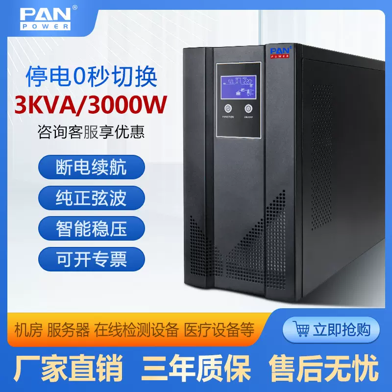 UPS不间断电源在线式3KVA/3000W220V/110V120V停电电源大容量备用