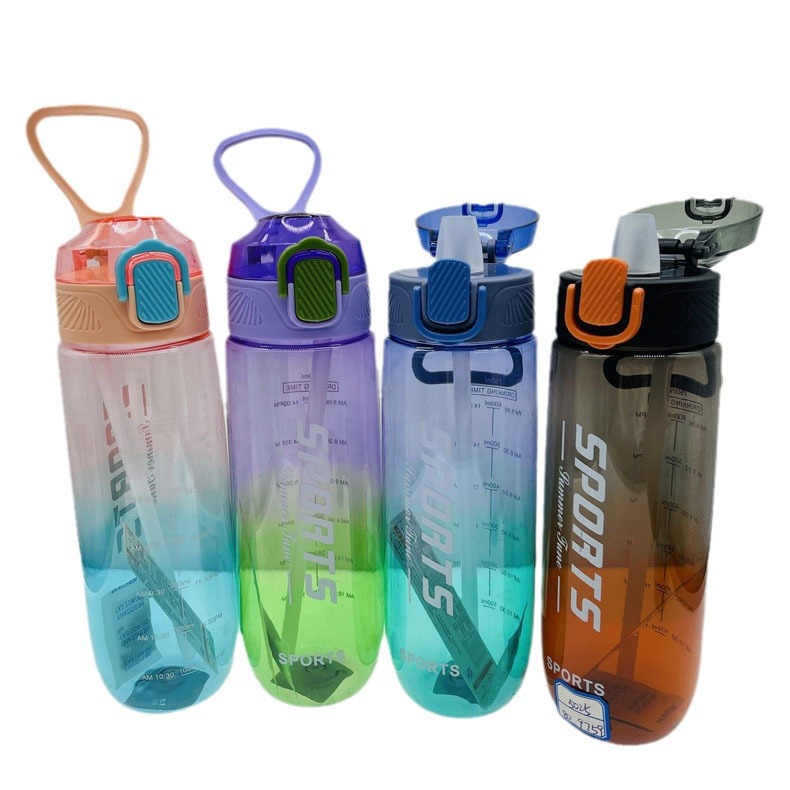 Baijia nuevo 5025 Comercio exterior gradiente de color espacio taza 750ml cubierta de rebote taza de deportes al aire libre portátil taza de agua