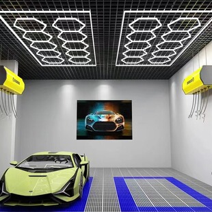 Cross-border honeycomb car wash lamp 110V car beauty lamp 220V waterproof dust-free film machine repair garage station lamp