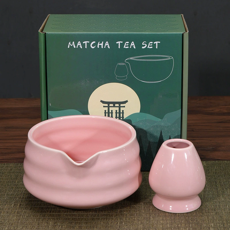 Чайный набор матчa керамический, японская мешалка, чашa и подставка, многоцветные коробочные наборы