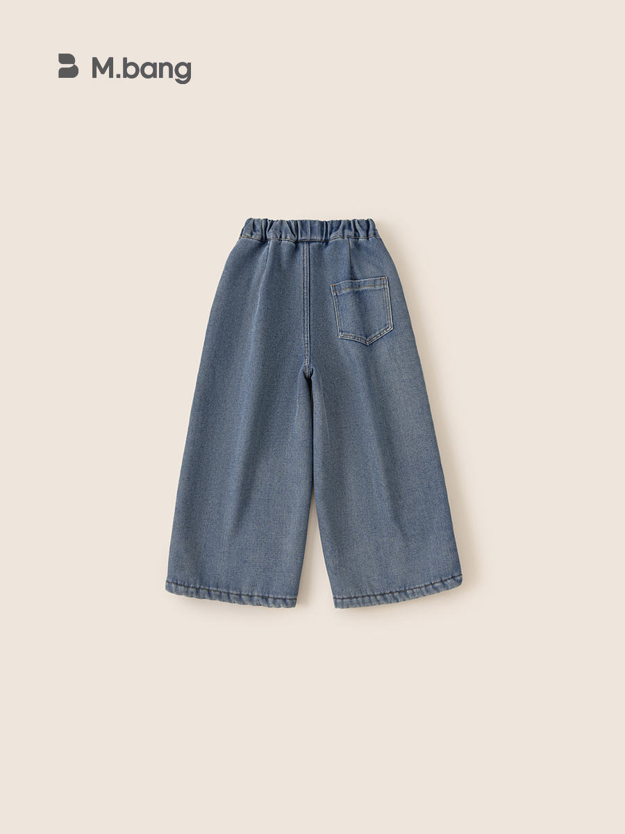 Ropa infantil Youbao, pantalones vaqueros para niñas, nuevos pantalones rectos holgados para niñas mayores, ropa de abrigo para otoño e invierno, pantalones largos con forro polar para niñas