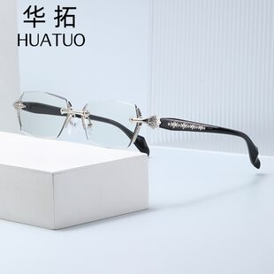 2025 New Anti-Blue Light Square Frame Glasses Personalized Fashion Printed Men's and Women's Full Frame Flat Mirrors Color Changeable