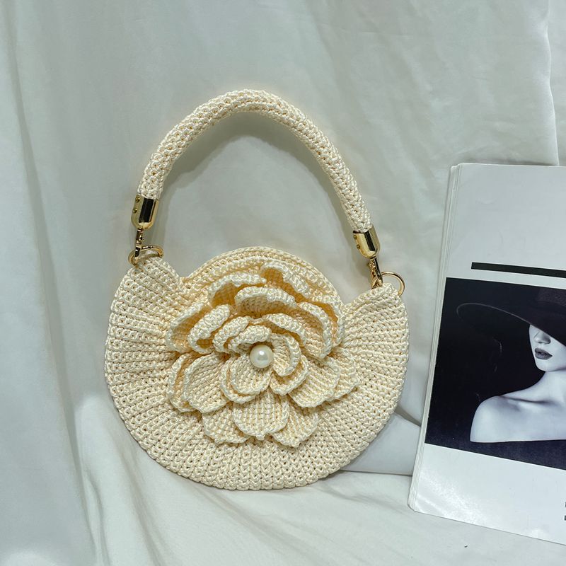 Hand-Woven Peony Flower Handbag, Silk-Gloss Ice Linen Designer Handbag, Women's Fashionable Travel Personalized Fashion Trendy Bag Hand-Woven Peony Flower Handbag, Silk-Gloss Ice Linen Designer Handbag, Women's Fashionable Travel Personalized Fashion Trendy Bag