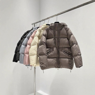 European and American Double Zipper Mid-Length down Jacket for Women 2025 Winter Hooded White Duck down Loose Large Size Warm Bread Jacket