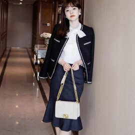 小资名媛风小香风外套女新款高品质感加厚小众开衫上衣修身显瘦