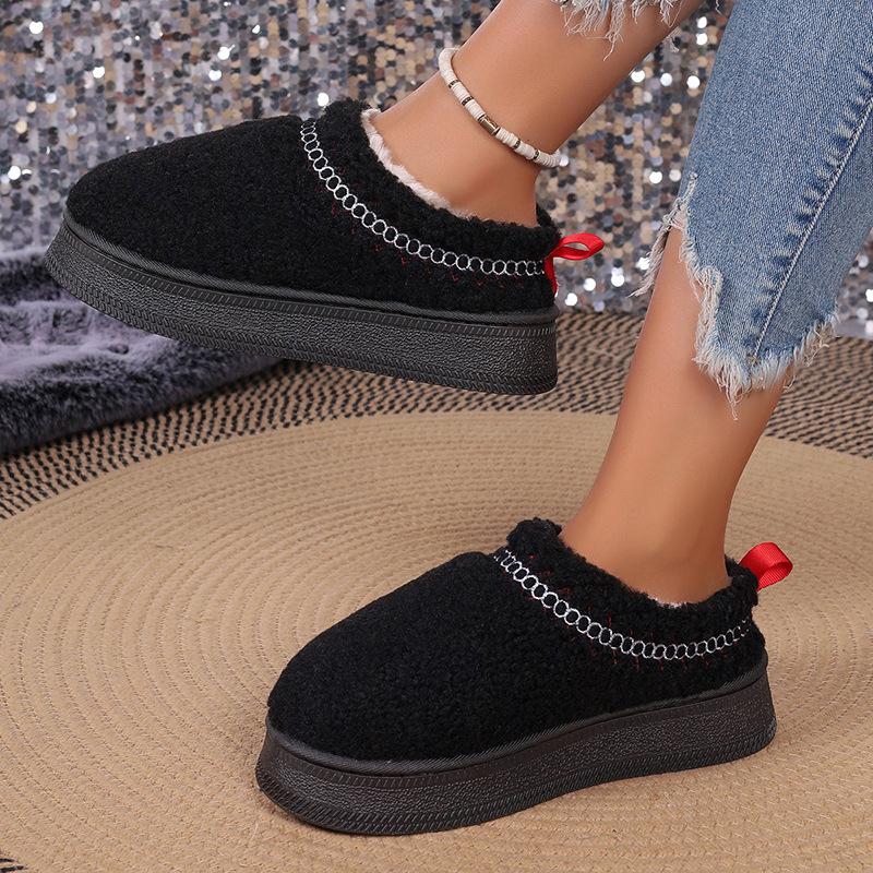 Vastag talpú báránygyapjúból készült, szélálló, téli, baotou félpapucs, női, új, csipkés, gyapjas, hótaposós, pamut papucs_voghion.com