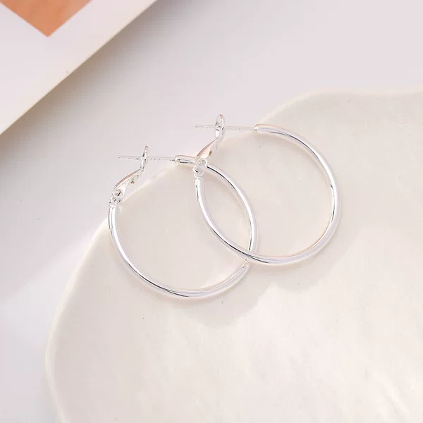 Minimalist plain hoop earrings, round, European and American style, simple and bold, stylish and versatile design, suitable for commuting, elegant earrings