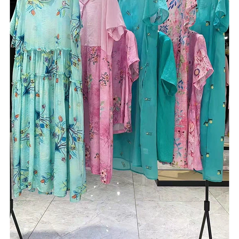 Гу Ян 204 Осеннее платье большой размер хлопка и льна дизайнеров бренда скидки