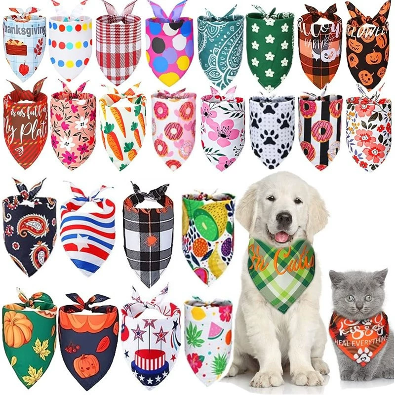 Треугольный шарф для домашних животных Amazon на День независимости, праздничный фруктовый цветочный рождественский шарф для домашних животных, шарф для слюны, шарф для собаки