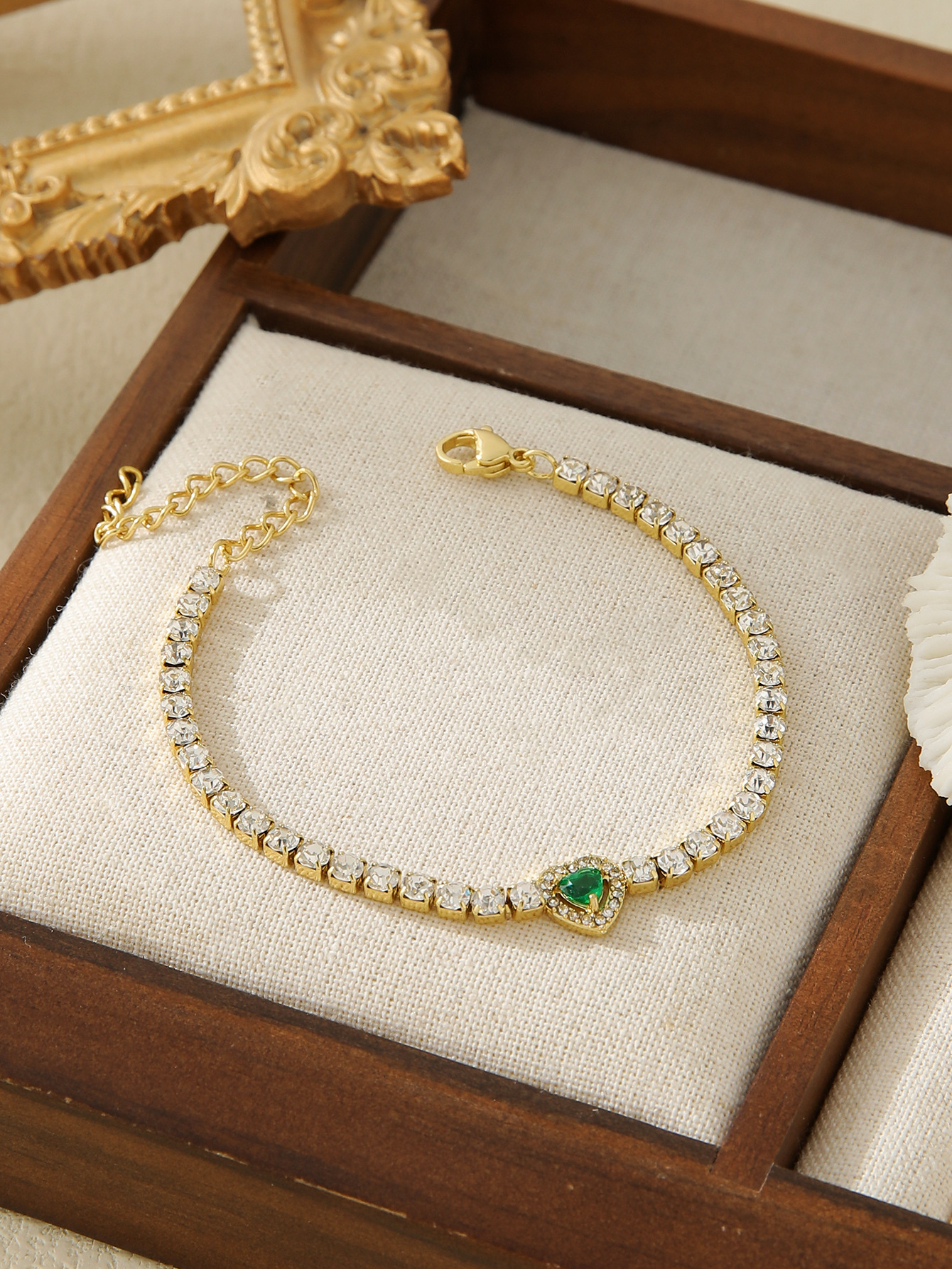 304 Stainless Steel Chain Material Shiny Geometric 304 Stainless Steel Zircon Tennis Chain Bracelets In Bulk