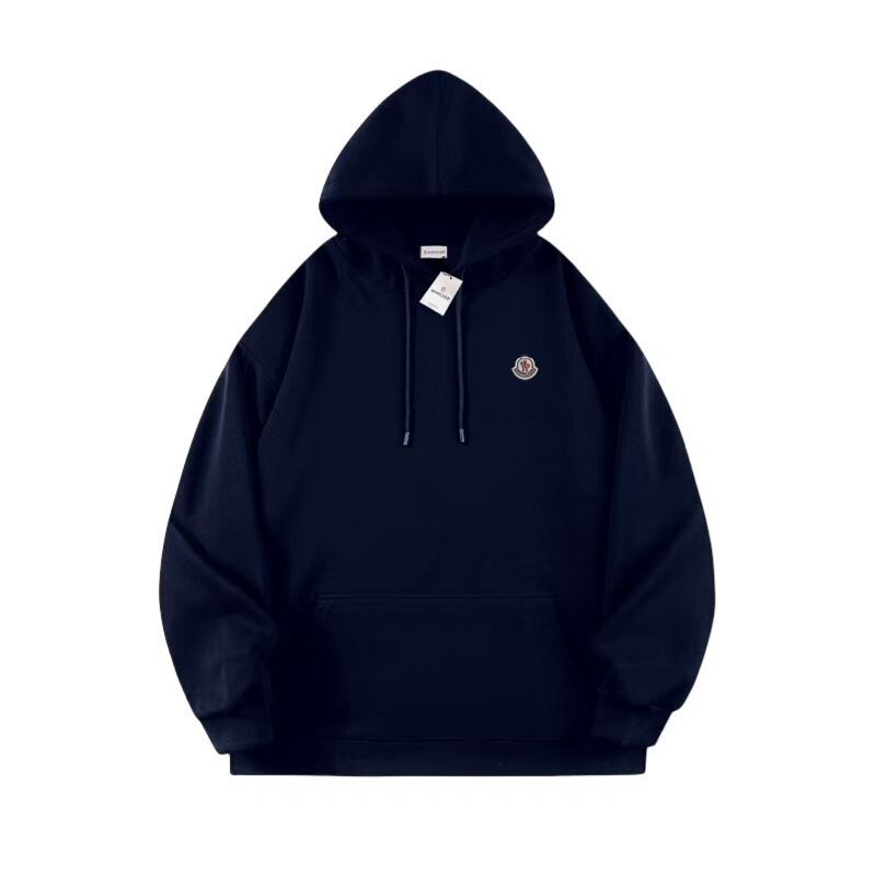 Cross-Border High-End Autumn and Winter Moncler-Style Unisex Hooded Sweatshirt, Moncler Loose-Fitting Embroidered Badge Letter Sweatshirt Hoodie