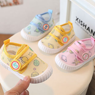 2025 Summer 012 Years Old Non-Slip Soft-Soled Mesh Shoes Baby Cartoon Breathable Toddler Shoes Cut Out Anti-Falling Shoes
