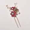 Hair accessory for bride, blue Chinese hairpin, hairgrip, flowered