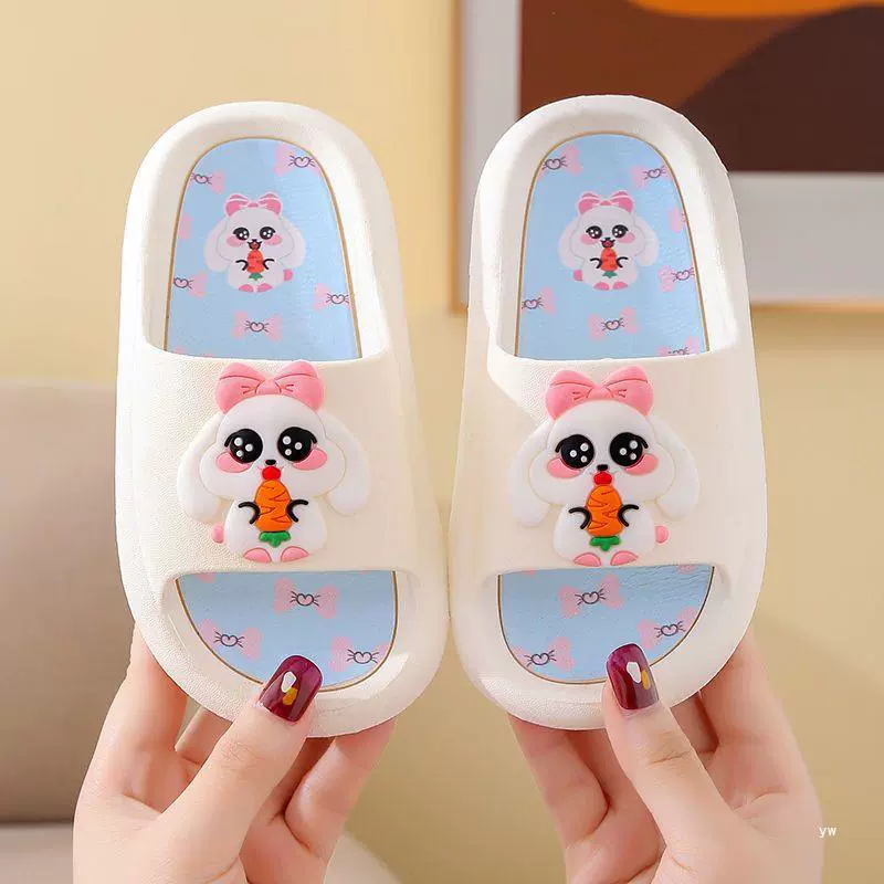 Детские тапочки, милый нескользящий кролик для принцессы, скольжение для ванны, обувь