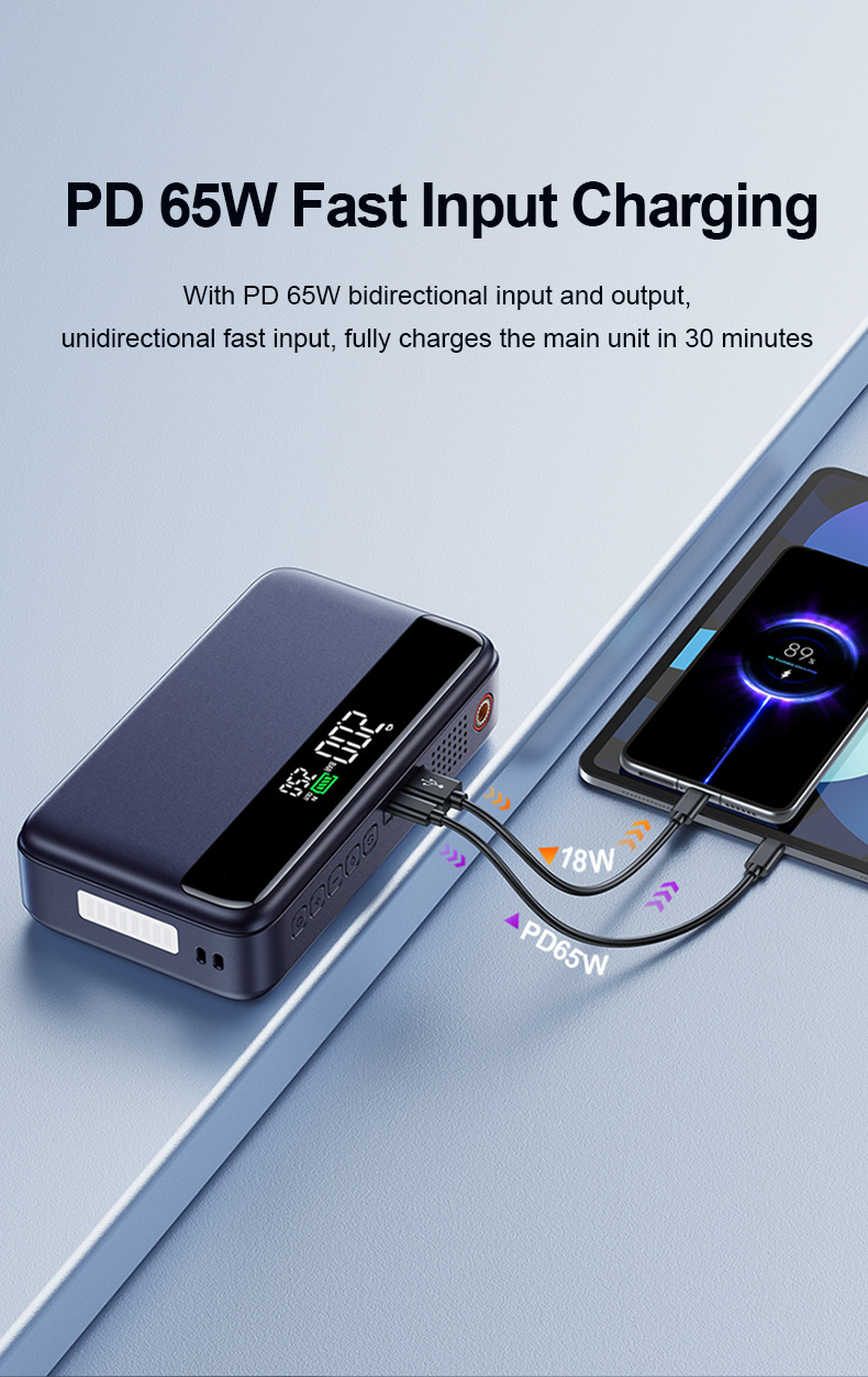 【N33】Cross-Border Car Emergency Starting Power Supply, Air Pump, Integrated Power Supply, Multi-Functional Portable Battery Ignition