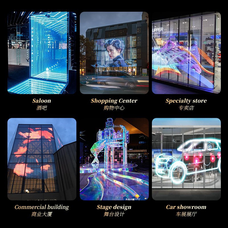 Pantalla LED transparente de película de cristal ultrafina para ventanas de centros comerciales, vitrinas, publicidad, pantalla LED transparente flexible image 3