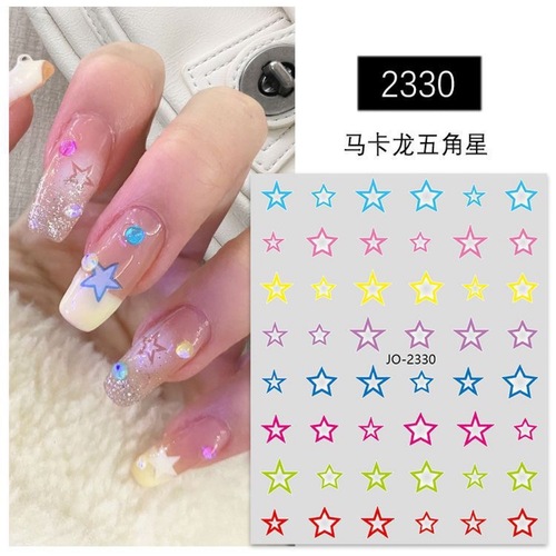 Colorful Star Nail Sticker Red and Blue Five-Pointed Star Heart Adhesive Nail Decal