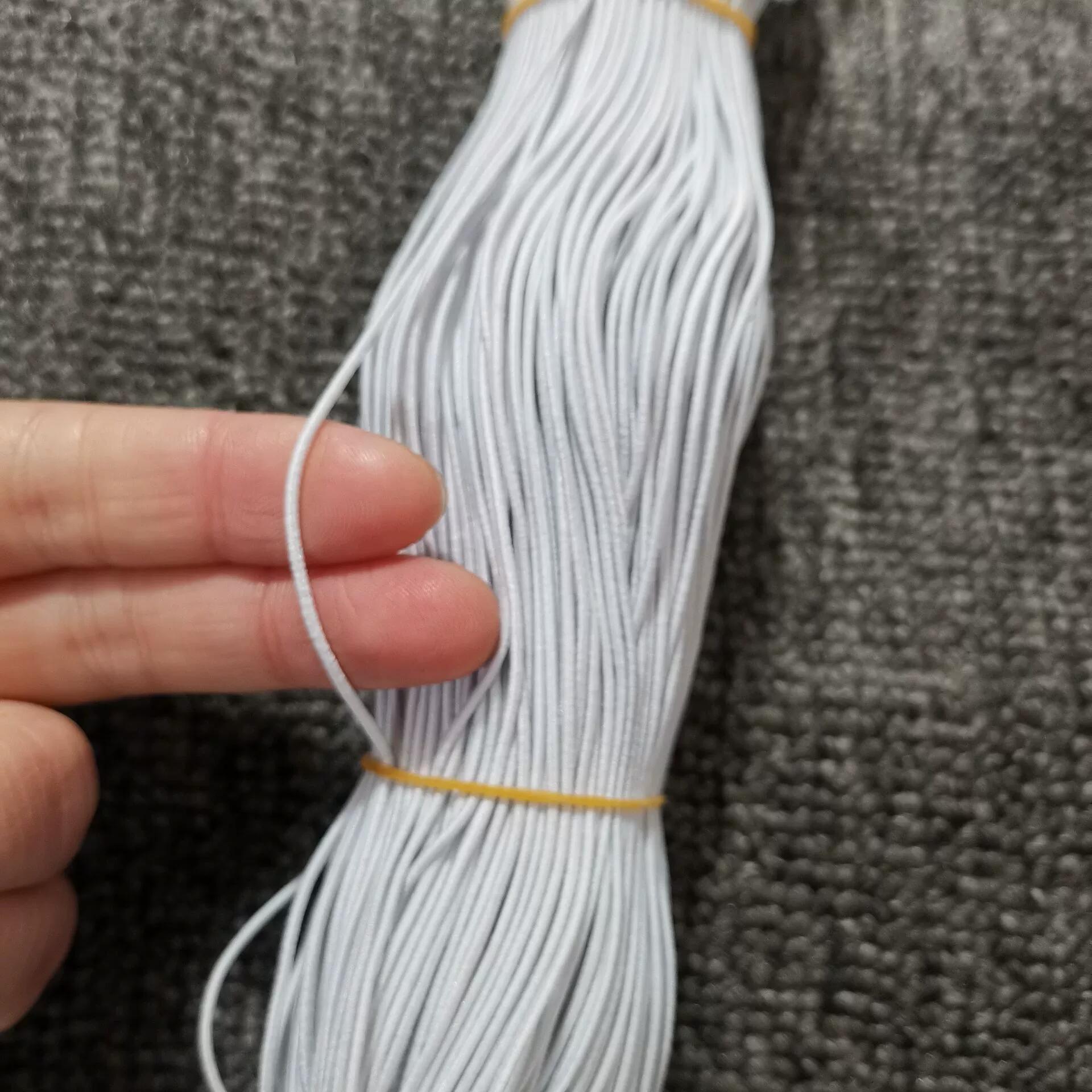 White elastic black beads, hair rope, 1.2mm