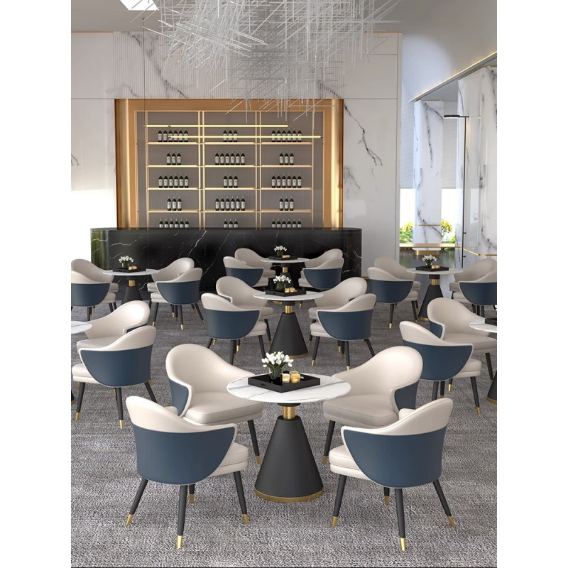 Hotel de lujo ligero mesa de negociación de alta calidad combinación de mesa redonda pequeña mesa de recepción de invitados celebridades en línea mesa de negociación de negocios