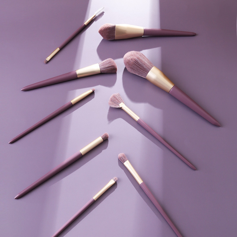 Zhuoerya en stock al por mayor cepillo de maquillaje serie de patata dulce púrpura conjunto de maquillaje cepillo de cola puntiaguda herramientas de belleza maquillaje cepillo traje