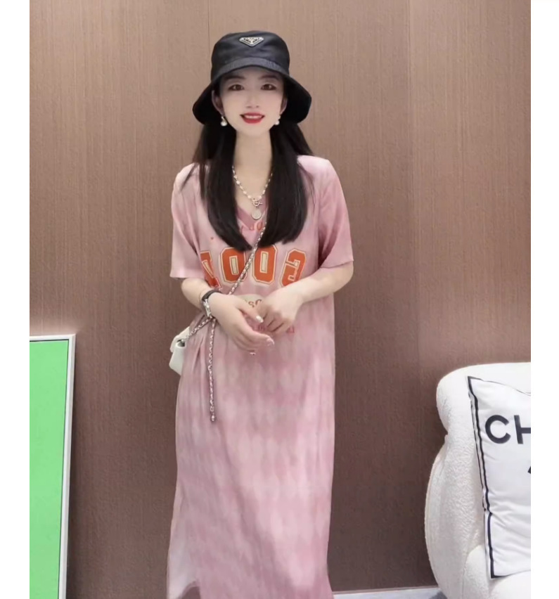 Váy maxi nữ kiểu Pháp chất liệu cao cấp tay ngắn thắt eo màu hồng — hồng chi tiết 3