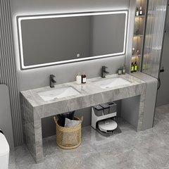 G3YN簡約落地岩板浴室櫃雙盆組合公共衛生間洗手盆餐廳雙人洗臉池