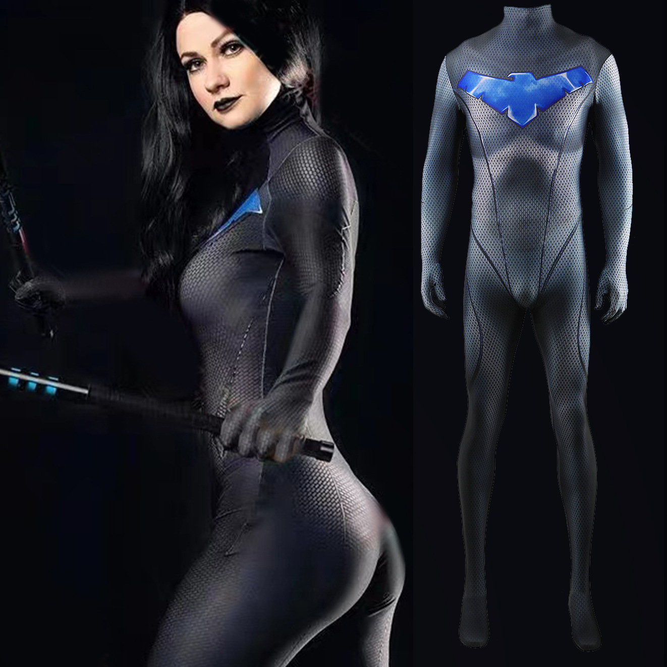 DC夜翼女款Nightwing 动漫cosplay连体衣万圣节舞台服