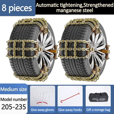Car Anti-Skid Chain Universal: Tire snow chain - medium-size-205-235-8-pack