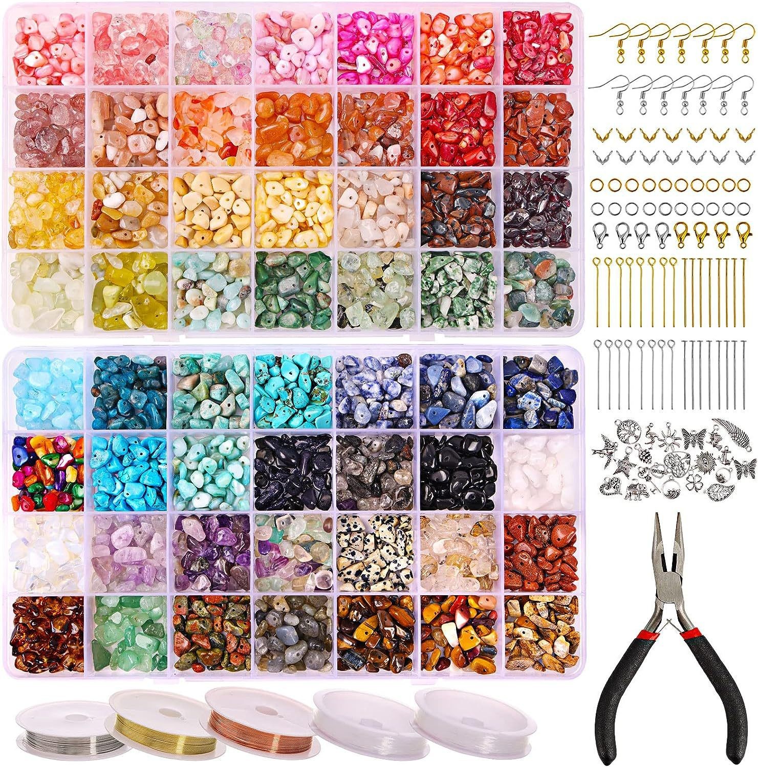 Transfronterizo Amazon venta caliente caja de accesorios de joyería hecha a mano 24 56 cuadros irregular piedra triturada piedra natural DIY cuentas