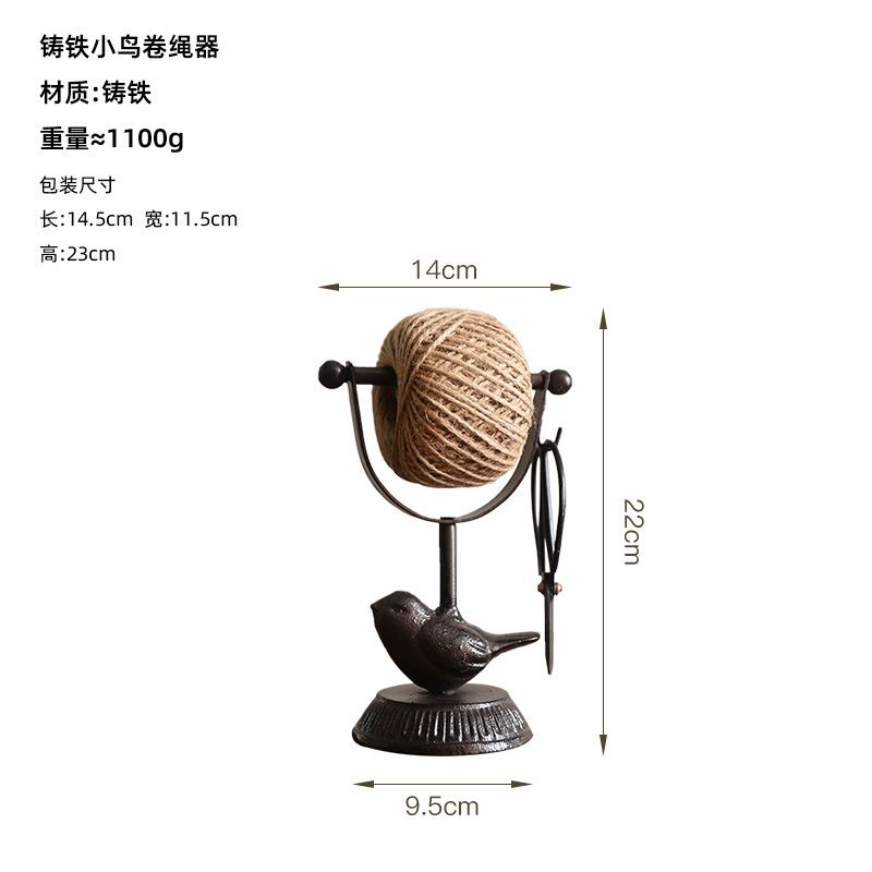 ヨーロッパ式のレトロな鋳鉄の巻き軸の小鳥の動物の装飾品の喫茶店の服飾店は麻縄を含んで収納します。|undefined
