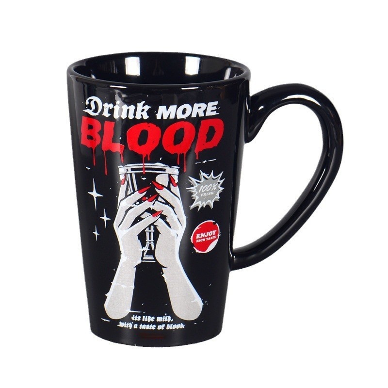 Taza de Gato de la Suerte de Halloween para Niñas, Taza de Cerámica Creativa y Linda de Porcelana Blanca, Taza de Agua para el Hogar y la Oficina