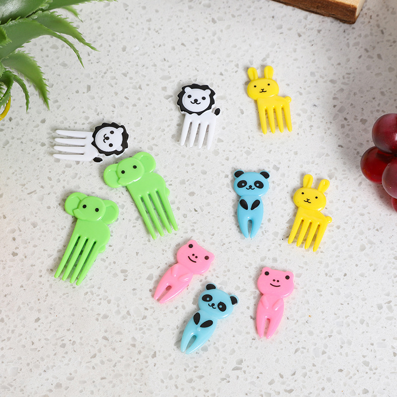 Tenedor de Frutas Infantil con Diseño de Dibujos Animados, Estilo Japonés, Portátil, Lindo, de Plástico, Palillos para Frutas con Forma de Animales, Decoración para Bento