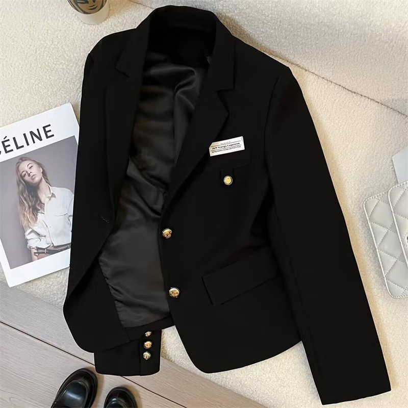 Women's Small Suit Coat 2025 Spring New Korean Style Temperament Commuter Niche Black Suit Jacket for Women