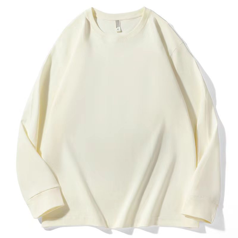 230 camiseta de manga larga de algodón pesado suéter camisa de fondo de color sólido ropa de otoño suelta casual pareja de marca de moda estadounidense