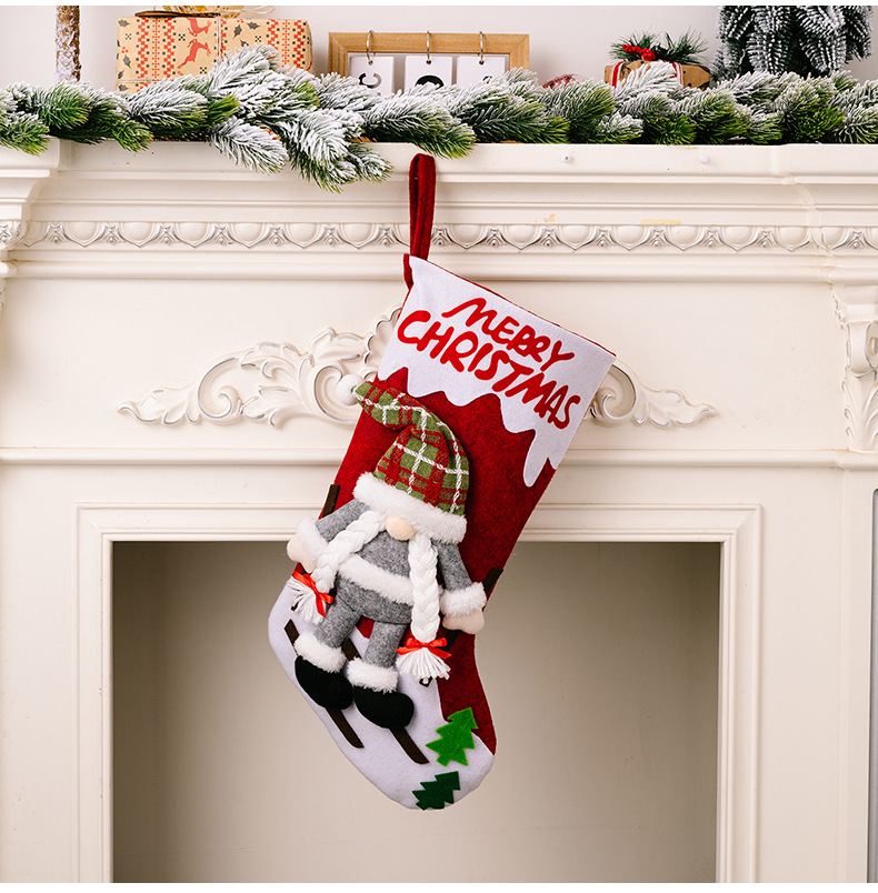 Forniture per decorazioni natalizie Bambola senza volto Calza della Befana Calzini grandi di Natale Sacchetto regalo Sacchetto regalo_voghion.com