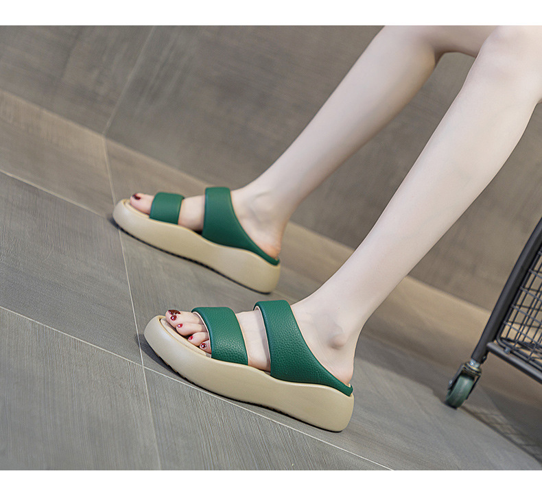 Sandal nữ quai ngang đế dày mũi tròn da thật mềm mại — M 2361m màu, M2361 màu xanh lá cây, M2361 màu tím, M2361 màu vàng chi tiết 11