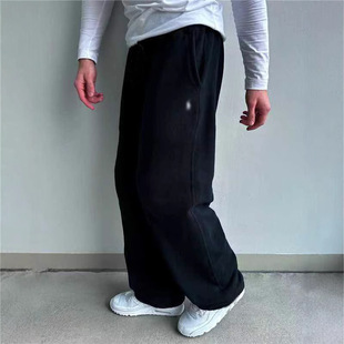 Cross-Border European and American Retro Y2K Street Trendy Hip-Hop Casual Elastic Waist Zipper Loose Pure Color Sports Casual Pants