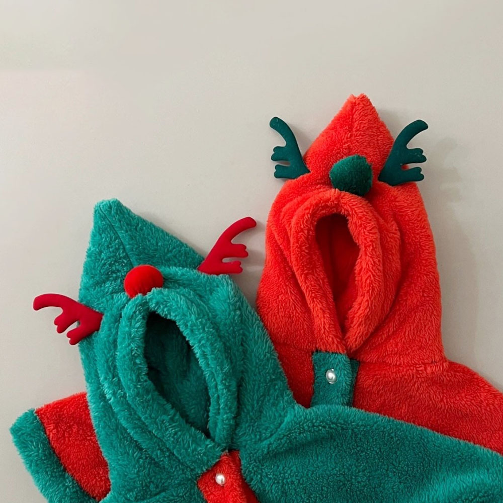 한국 가을과 겨울  귀여운 크리스마스 기모 방풍 망토  두꺼운 따뜻한 외투 재킷