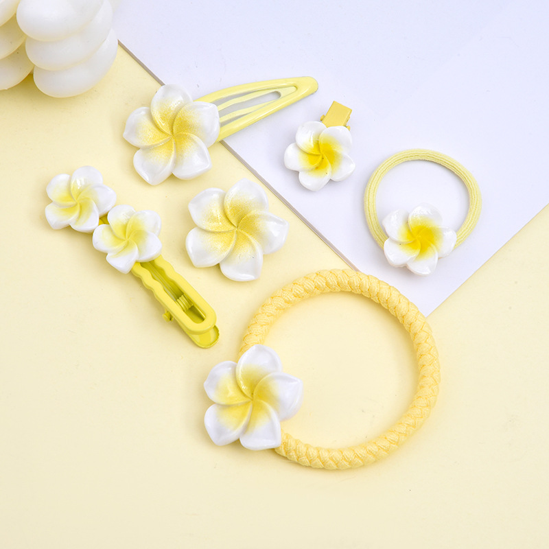 Hair Clip + Hair Tie Quantity Holiday, Daily Occasion Cute Simple Style Streetwear Kid'S Plumeria Arylic Stoving Varnish Hair Clip Hair Tie