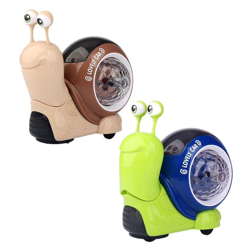New product electric universal swing nod small snail music projection light Q Cute snail toy car children's toys