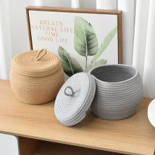 手工棉绳收纳盒圆形带盖南瓜收纳筐零食针线筐鸡蛋筐杂物收纳盒子