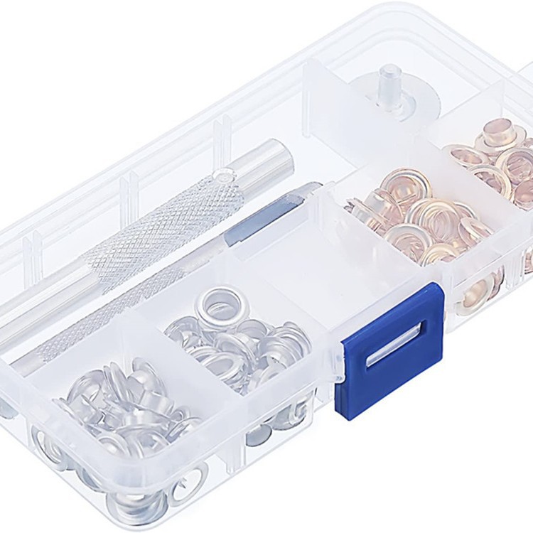 100 sets 6mm agujeros de aire + 3 herramientas en caja 2-color aire ojos hebilla de la tienda de tela impermeable hebilla de cuero hebilla del bolso