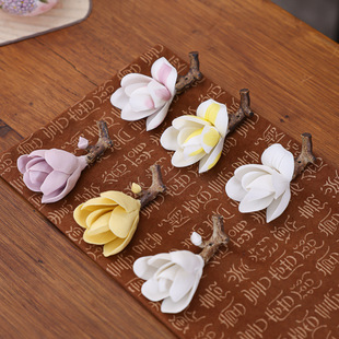 Magnolia Ceramic Incense Holder, Brush Rest, Plum Blossom Pen Holder, Lotus Creative Brush Stand, Small Regular Script Brush Holder