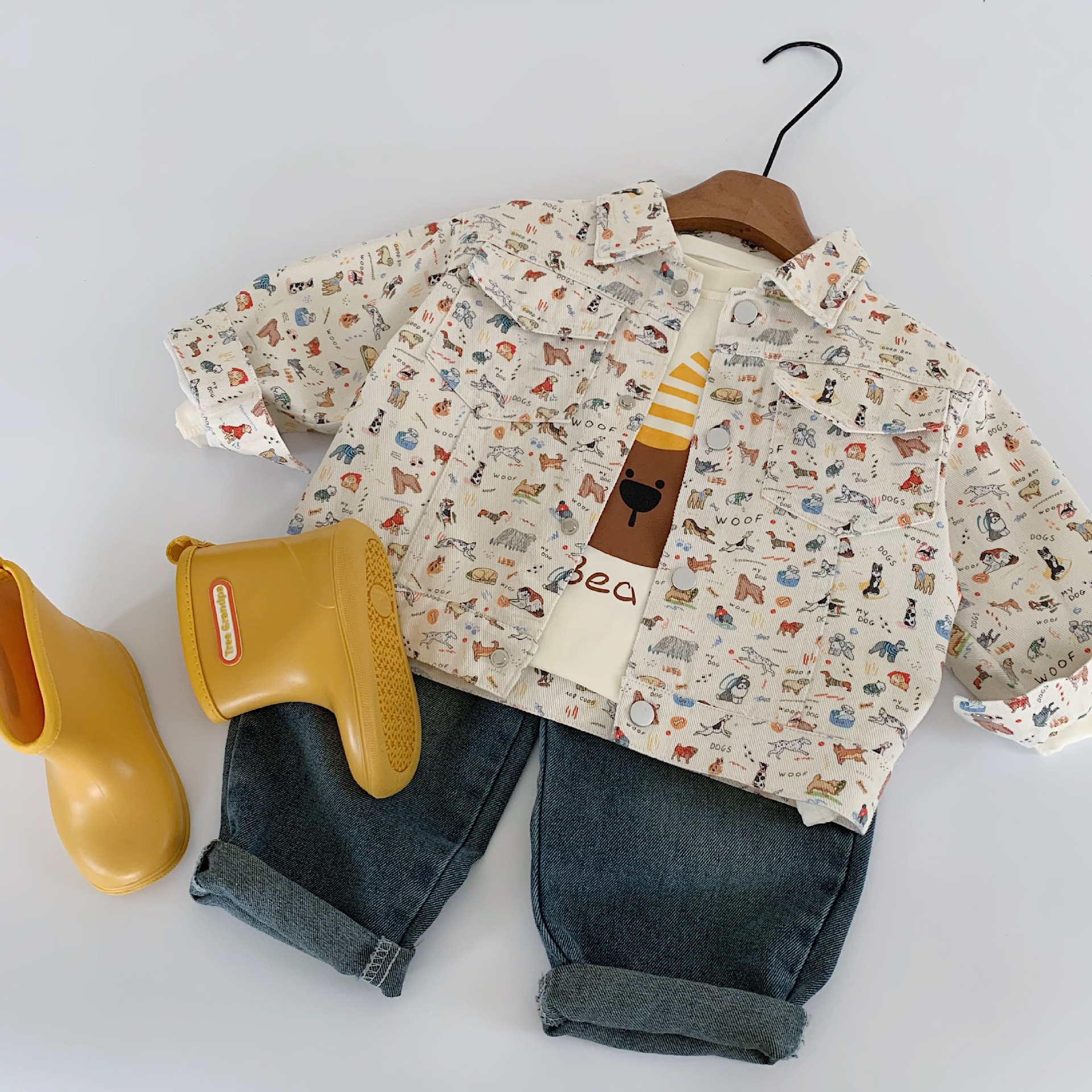 Mai Bao abrigo infantil de otoño 2025 nuevo estilo de impresión encantadora chaqueta de otoño para niños y niñas ropa de moda extranjera bebé