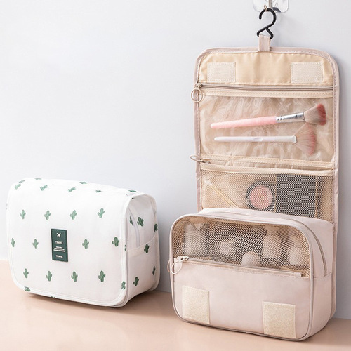 Portable and large-capacity travel toiletry bag with hanging design, skincare and makeup organizer, dry-wet separation foldable storage bag